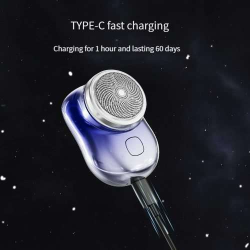 Mini Shaver Portable Electric Shaver, Rechargeable Razor Easy One Button Use Silver