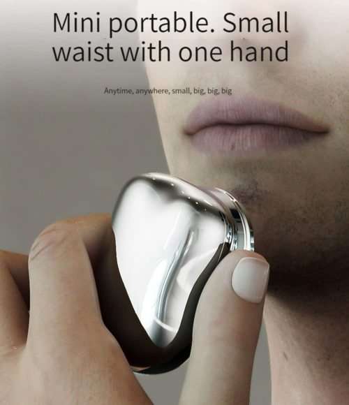 Mini Shaver Portable Electric Shaver, Rechargeable Razor Easy One Button Use Silver