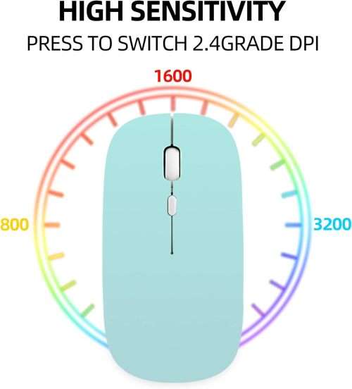 Wireless Bluetooth Mouse, 1600 DPI Optical Tracking, 3 Buttons, Bluetooth 5.2, Silent Mini Mouse