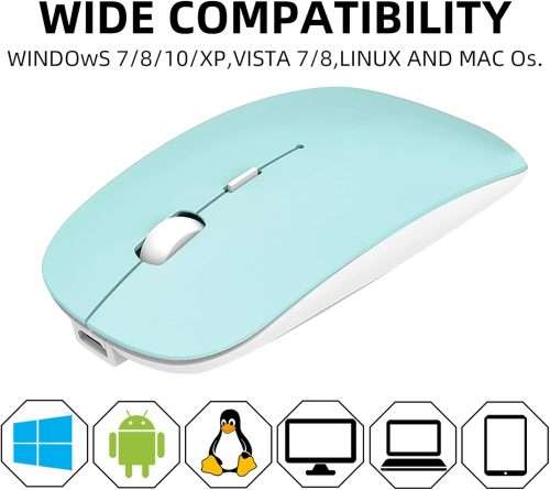 Wireless Bluetooth Mouse, 1600 DPI Optical Tracking, 3 Buttons, Bluetooth 5.2, Silent Mini Mouse