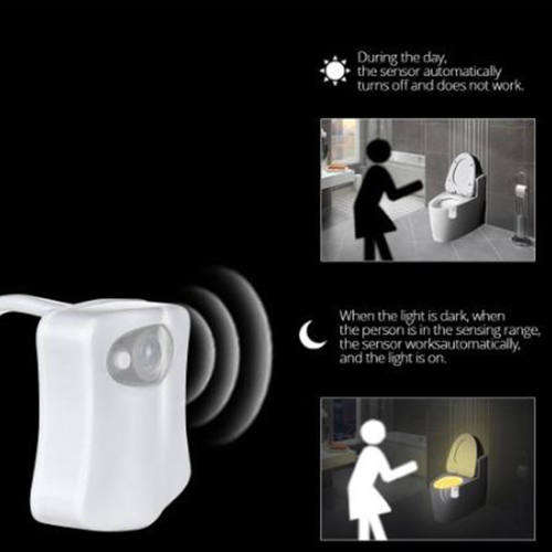 8 Color Toilet Light Motion Sensor Battery Powered Automatic LED Night Light Waterproof