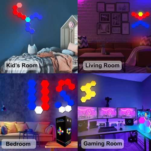 Hexagonal Lamp With Remote Control, Smart Led Wall Lamp Panel Touch-Sensitive Rgb