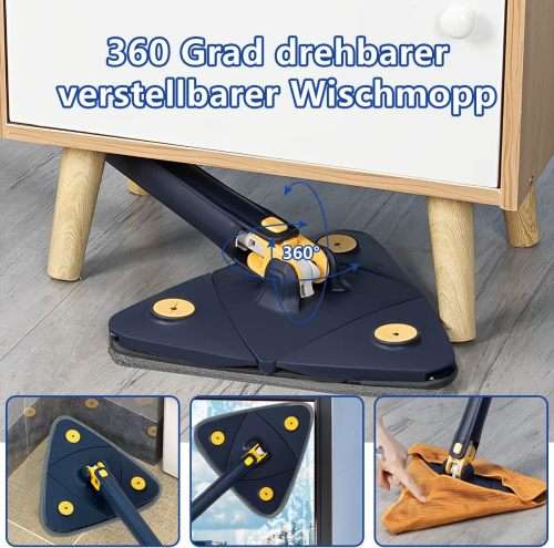 Mop Retractable Triangle 360° Rotatable Adjustable Triangle Cleaning Mop