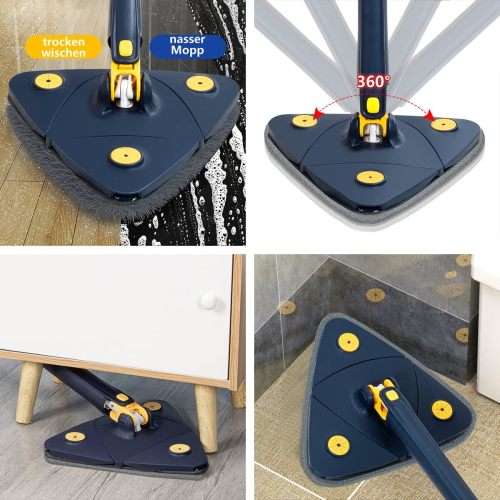 Mop Retractable Triangle 360° Rotatable Adjustable Triangle Cleaning Mop