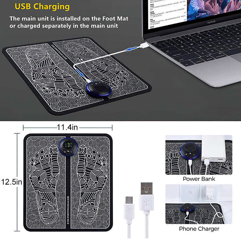 Electric EMS Foot Massager Leg USB Reshaping Pad Feet Muscle Stimulator Mat