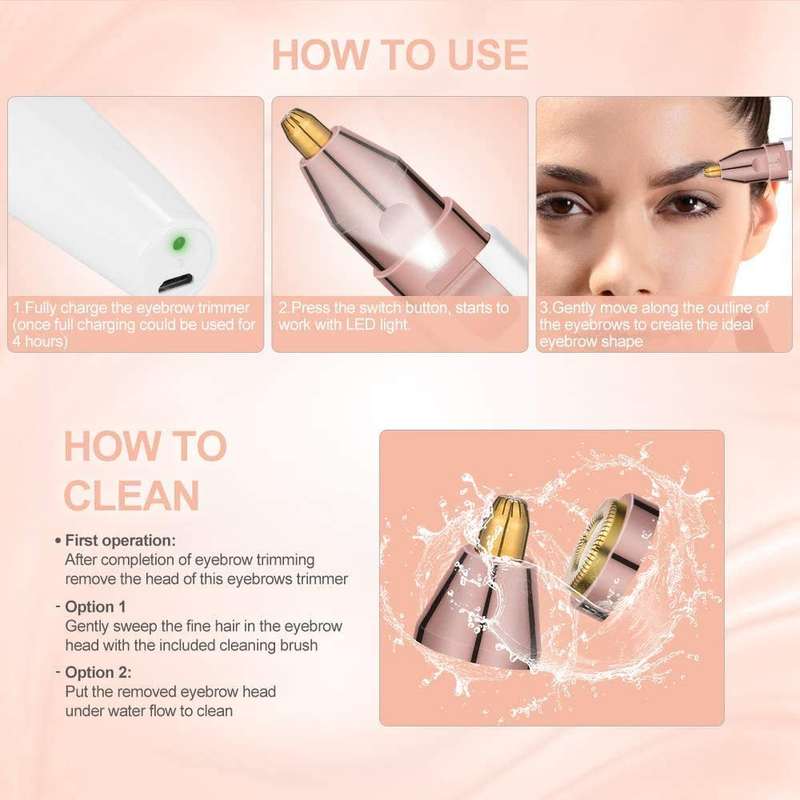 USB Rechargeable Eyebrow Trimmer for Eyebrows and Eyebrows