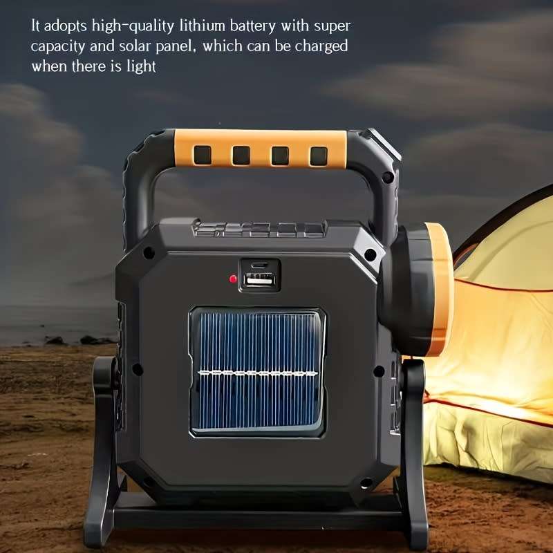 Portable Solar Searchlight, Mobile Phone Charging Emergency Strong Light Lamp For Outdoor Camping