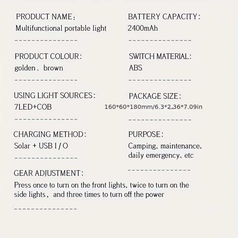 Portable Solar Searchlight, Mobile Phone Charging Emergency Strong Light Lamp For Outdoor Camping