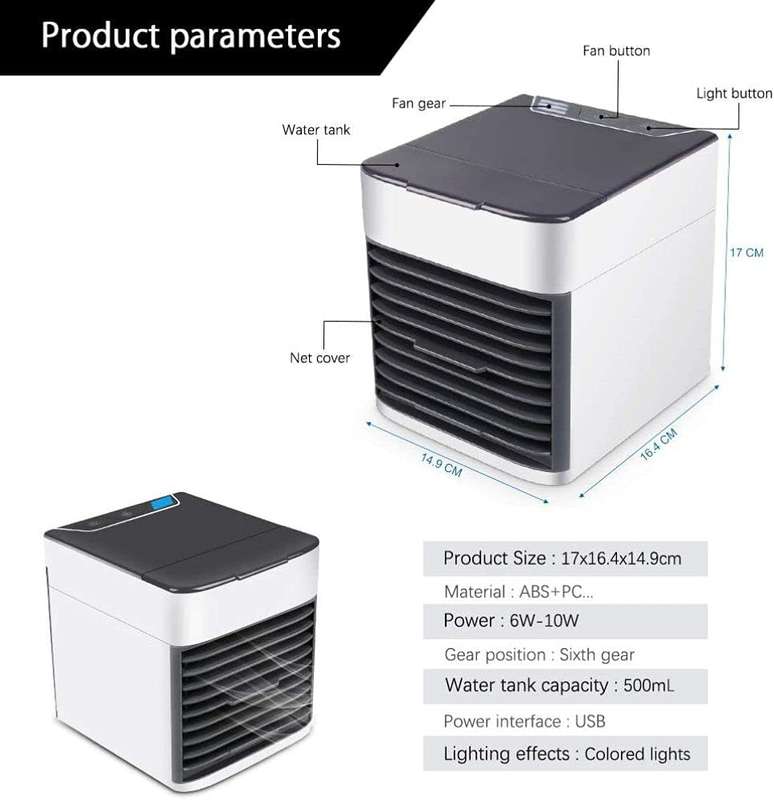 Portable Air Conditioner Fan Cooler, Ultra Quiet Clean Water Air Conditioning Unit
