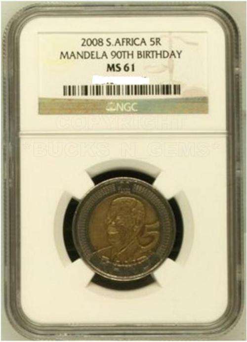 2008 R5 Nelson Mandela Birthday Coin set MS61 to MS67 NGC Graded