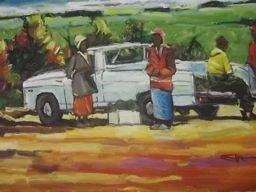 A very rar e artist Mind Shana oil on canvas