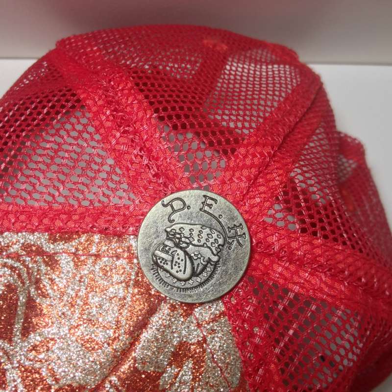 Authentic Ed Hardy NWT Y2K Trucker Style Hat - Red Glitter Rhinestone Dragon Design