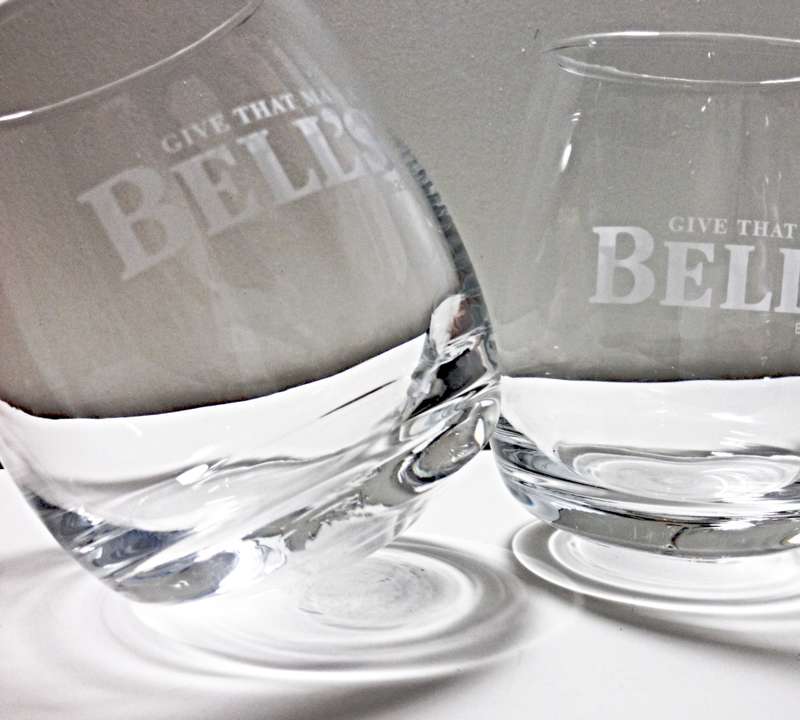 Exclusive Bell`s Scotch Whiskey Rocking Glasses