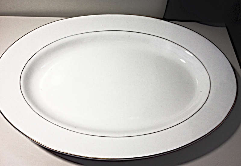 Elegant Fine China Serving Platter Classic Gold by Tienshan
