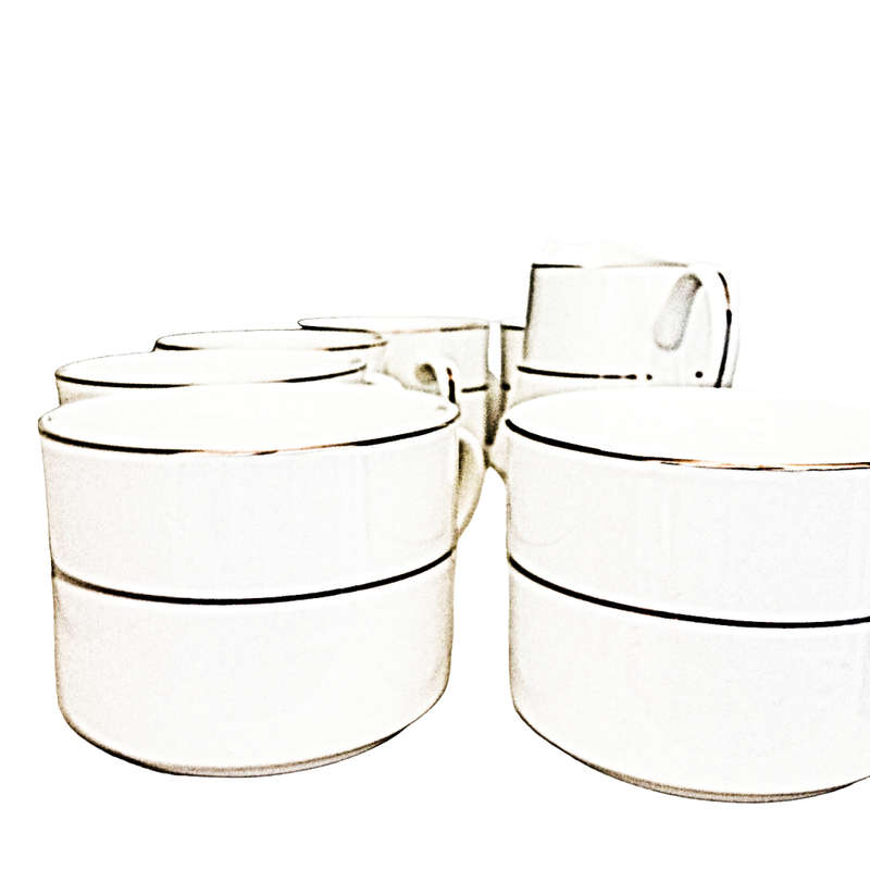 Set of 6 Tienshan Classic Gold Series Flat Cups (8oz / 250ml)