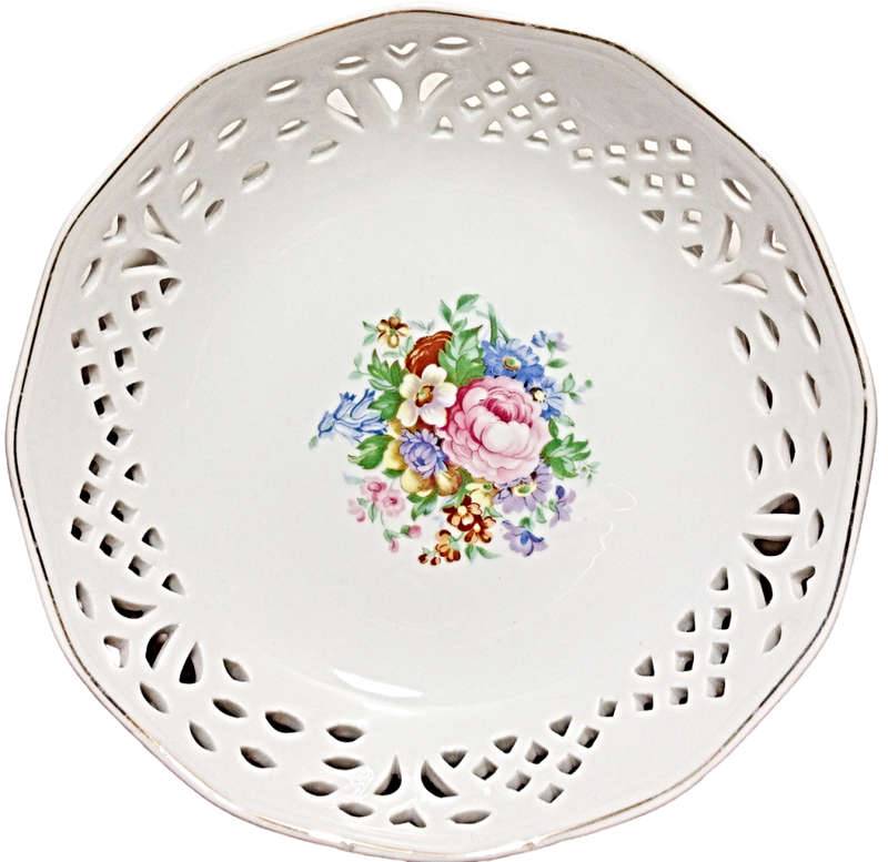 Regent China - Reticulated Serving Bowl With A Hand Painted Floral Design