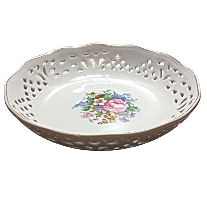 Regent China - Reticulated Serving Bowl With A Hand Painted Floral Design