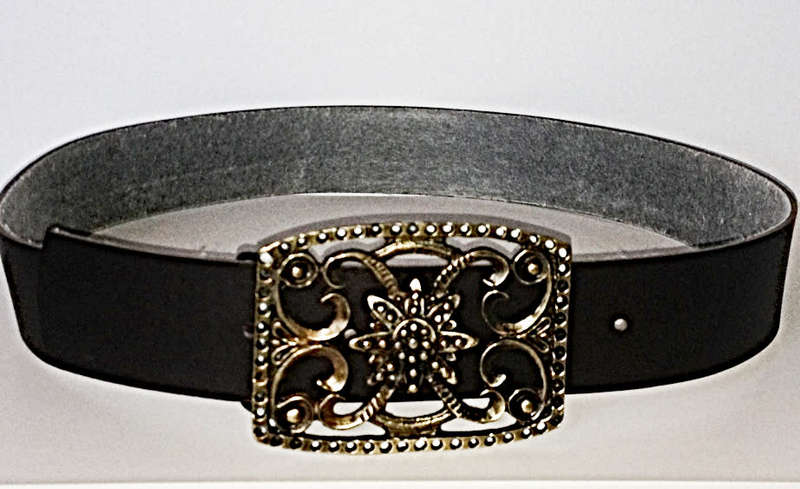 Choc brown belt with a glamorous gold brass buckle