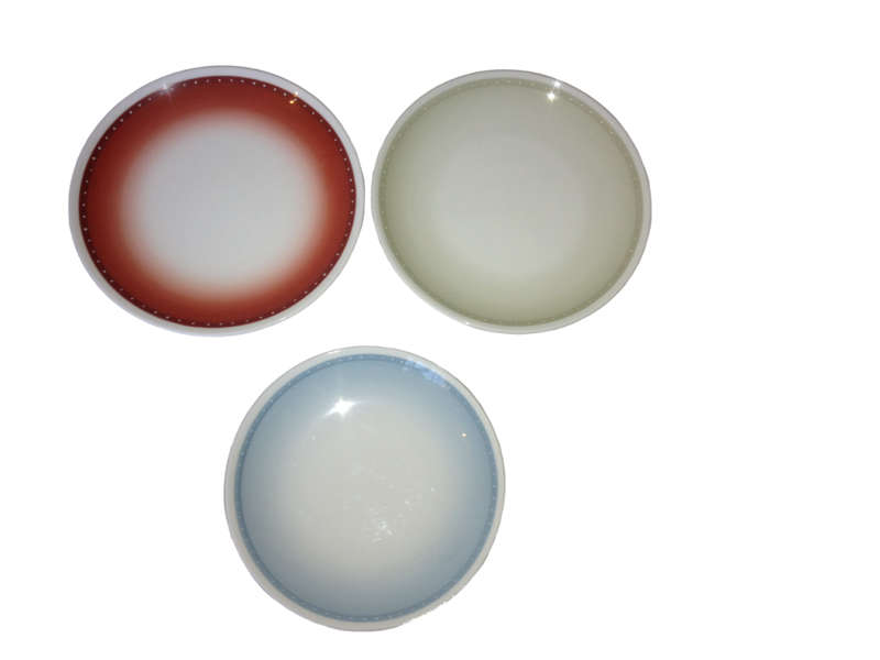 Antique Set of 3 Susie Cooper Bone China Plates 1950s Harlequin Series