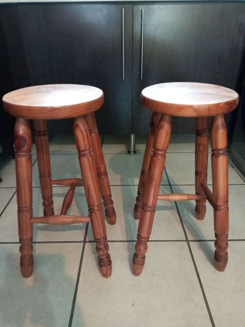 WOODEN BAR STOOLS X2