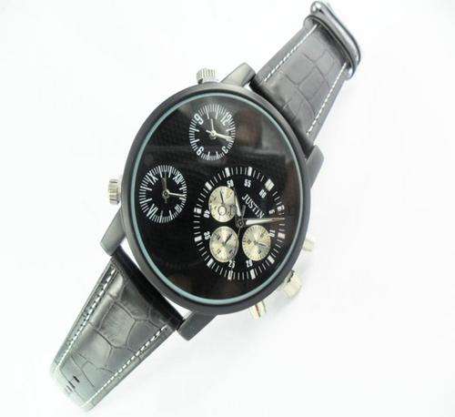 Stylish and Large Metal Case with Leather Band Men's Watch A21