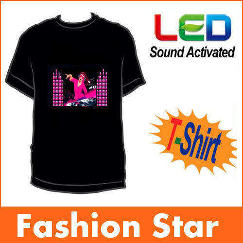Sound Activated Light Up Flashing Rock Disco Equalizer LED T-Shirt