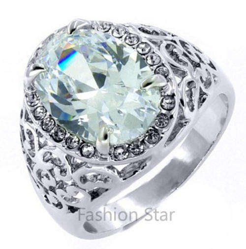 Fashion Jewelry Beautiful 18K White GOLD PLATED RING!! SIZE 8