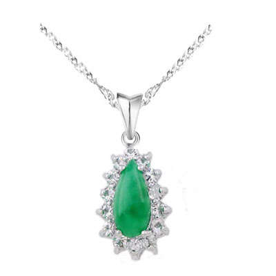 Fashion Jewelry Beautiful Natural Jade Necklaces with 14 Simulated Diamond !