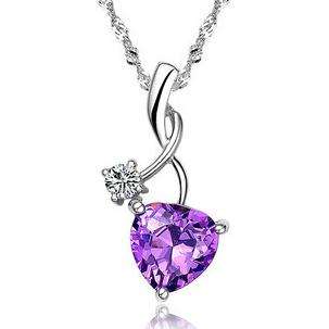 Fashion Jewelry Beautiful  Romantic Love Amethyst Heart-Shaped Gold Plated Necklaces !