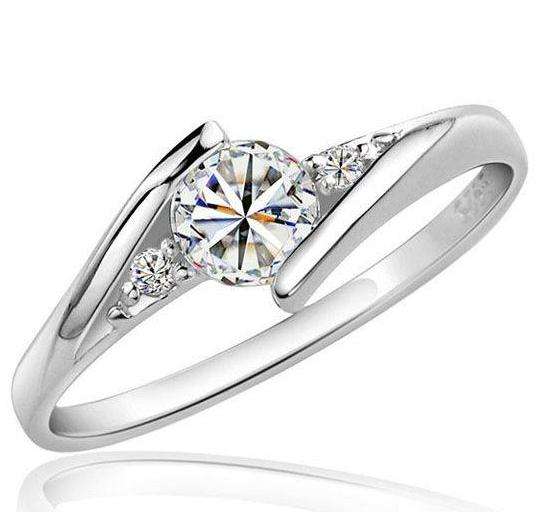 Fashion Jewelry Beautiful Stunning Round Brilliant Cut 18k Gold Plated Ring--Many Size