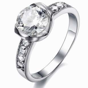 Fashion Jewelry Beautiful Stainless Steel Simulated Diamond RING!! Size 8#