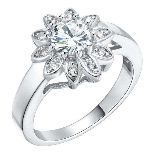 Fashion Jewelry Beautiful Stunning Round Brilliant Cut 18k Gold Plated Ring--Size 8#