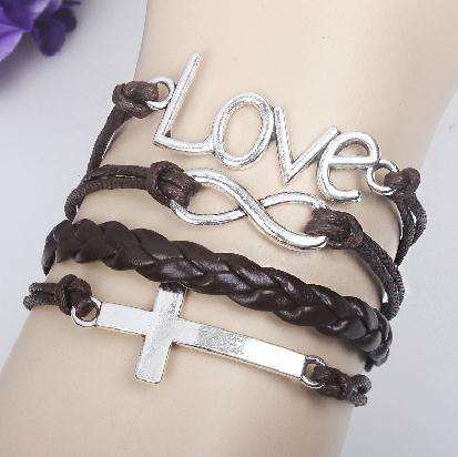 Hot Seller !!! -- European Fashion  Leather Bracelet Brown Color