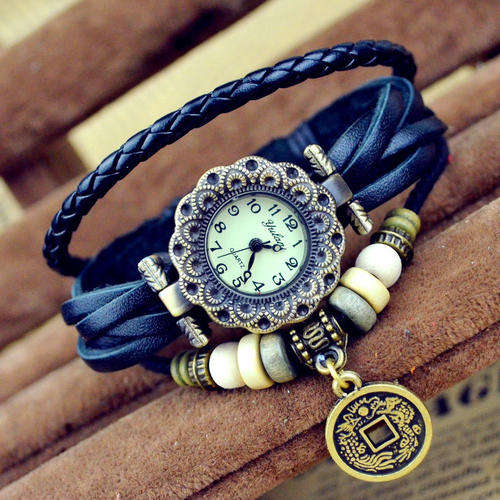 Hot Seller !!! -- European Fashion Genuine Leather Lady's Watch Black Color
