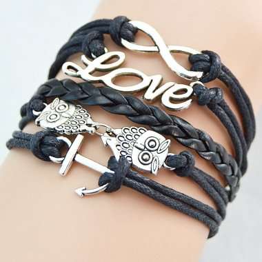 Hot Seller !!! -- European Fashion Infinity Leather Bracelet