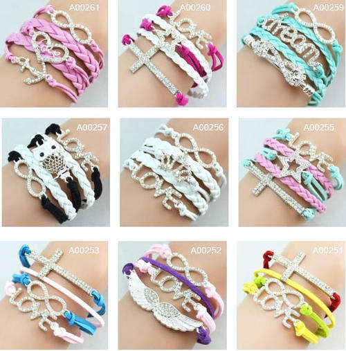 Fashion Infinity Rhinestone Crown Butterfly Love Heart Bracelet 20 Types Choose From!
