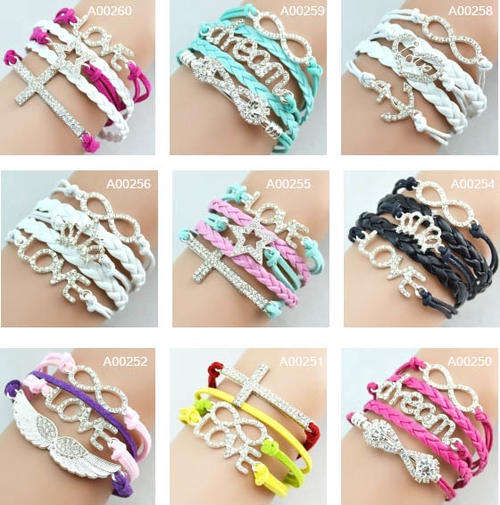 Fashion Infinity Rhinestone Crown Butterfly Love Heart Bracelet 20 Types Choose From!