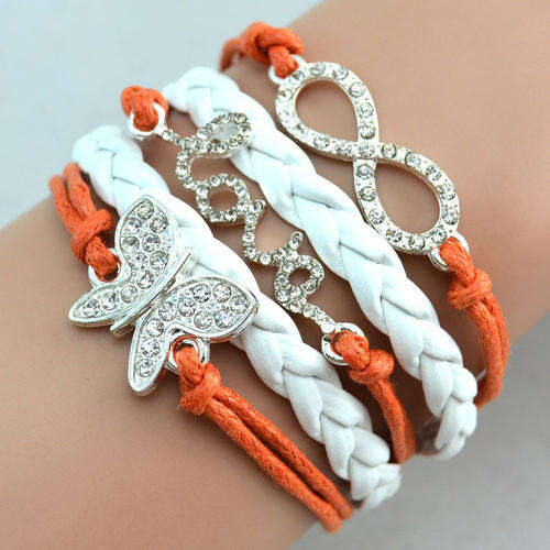 Fashion Infinity Rhinestone Love Butterfly  Bracelet