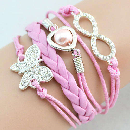 Fashion Infinity Rhinestone Love Butterfly  Bracelet