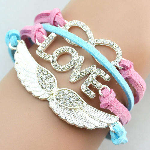 Fashion Infinity Rhinestone Love Wing Bracelet