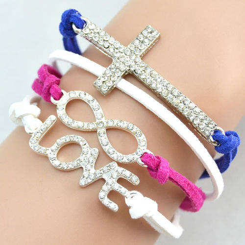 Fashion Infinity Rhinestone Love Cross Bracelet