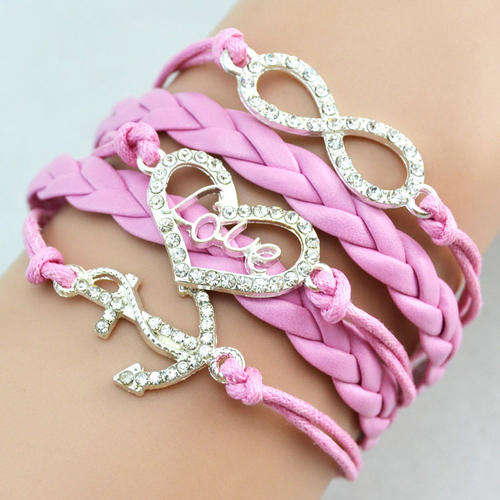 Fashion Infinity Rhinestone Heart Bracelet