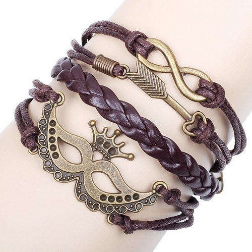 Hot Seller !!! -- Fashion Vintage Rectangle Halloween Party Ma Leather Infinity Multilayer Bracelets