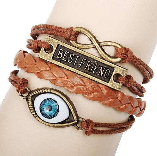 Hot Seller !!! -- Fashion Vintage Rectangle Best Friend & Big Leather Infinity Multilayer Bracelets