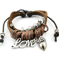 European Fashion Genuine Leather Beads Bracelet BD0011