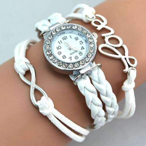 Fashion Lovely Cross Rhinestone Infinity Bracelet Lady`s Quartz Wrist Watch !!