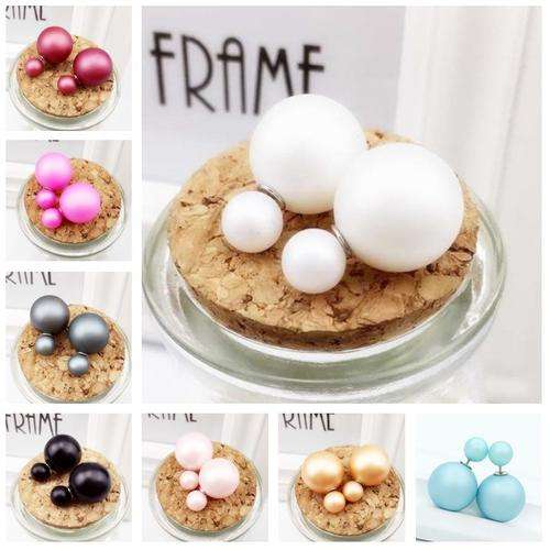 2015 new fashion  jewery elegant double ball earrings for women cute opal beads ball earrings