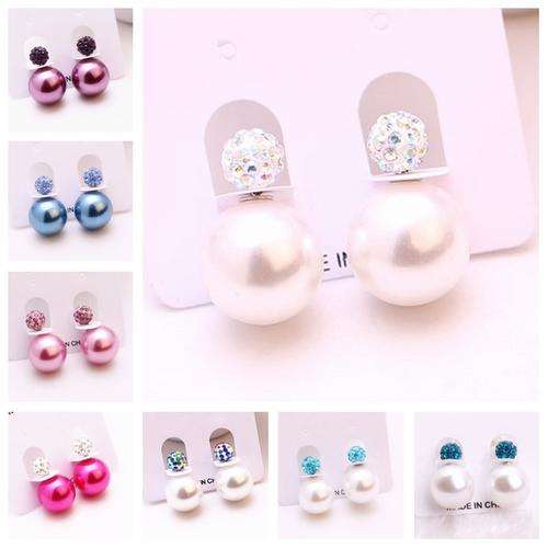 Classic Earrings Double Sides Pearl Stud Earrings Two Ball Big Double Pearl Earrings For Women