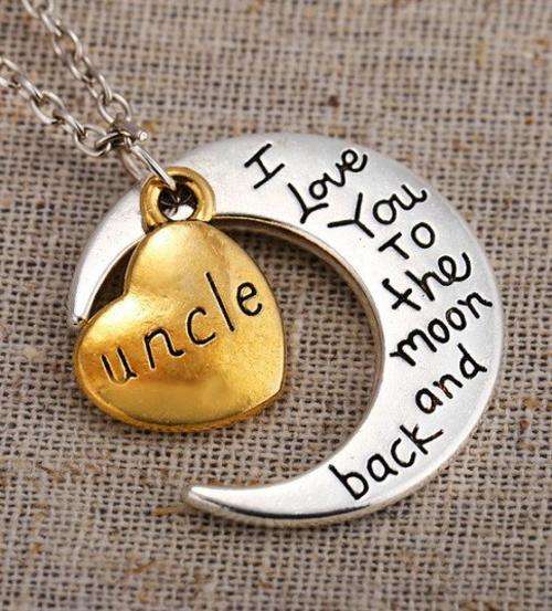 Family Love Jewelry Uncle Moon&Heart Charms Necklace HMN009