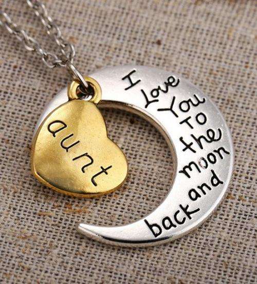 Family Love Jewelry Aunt Moon&Heart Charms Necklace HMN010